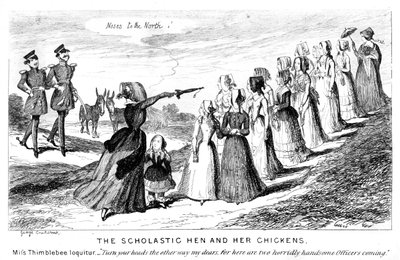 La gallina escolar y sus polluelos, siglo XIX de George Cruikshank