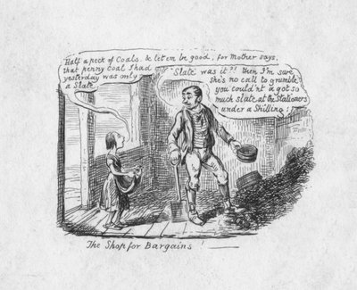 La tienda de gangas, 1829 de George Cruikshank