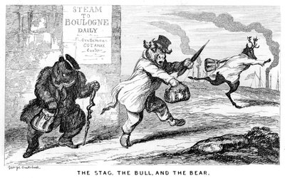 El Ciervo, el Toro y el Oso, siglo XIX de George Cruikshank