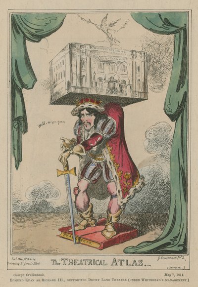 El Atlas Teatral: Edmund Kean como Ricardo III de George Cruikshank