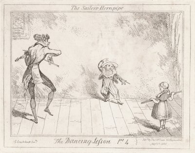La lección de baile: el hornpipe del marinero de George Cruikshank