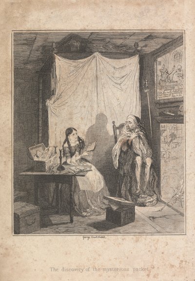 El descubrimiento del paquete misterioso de George Cruikshank
