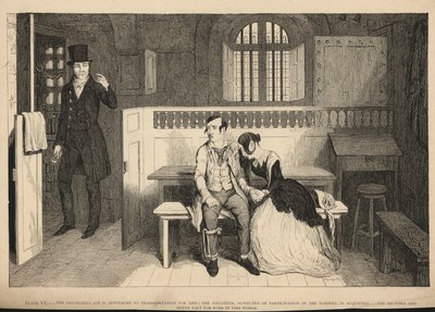 El hijo del borracho es sentenciado a transporte de por vida de George Cruikshank