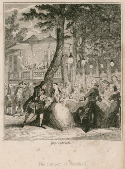 La cena en los jardines de Vauxhall, Londres de George Cruikshank