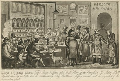 Tom, Jerry y Logic llamados al bar por los jueces de George Cruikshank