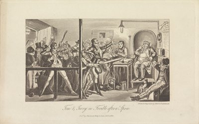 Tom y Jerry en apuros tras una juerga de George Cruikshank