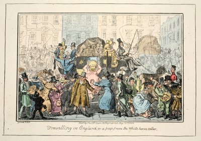 Viajando en Inglaterra - o una Mirada desde la Bodega del Caballo Blanco, pub. 1835 de George Cruikshank