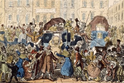 Viajando en Inglaterra, o una mirada desde el White Horse Cellar, 1819 de George Cruikshank