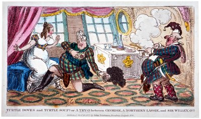 Tórtolas y sopa de tortuga!!, 1822 de George Cruikshank