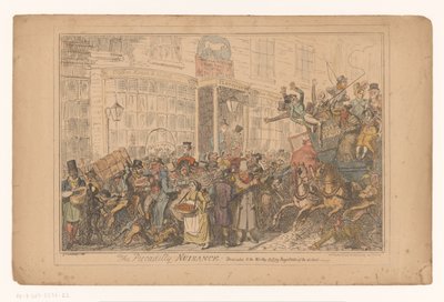Verkehrschaos construido en el hotel Old White Horse Cellar en Piccadilly ¡La molestia de Piccadilly! Dedicado a los dignos magistrados interinos del distrito (título sobre objeto) de George Cruikshank