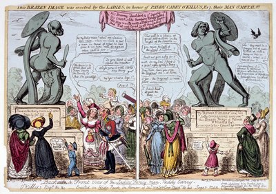 Mujeres Admirando la Estatua de Aquiles, Hyde Park, Londres, 1822 de George Cruikshank
