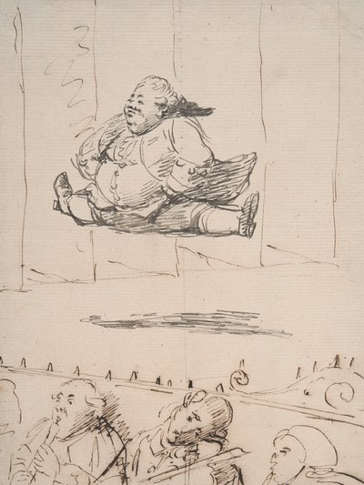 Un hombre haciendo el split, c.1760-90 (pluma y tinta marrón y gris sobre papel) de George Dance