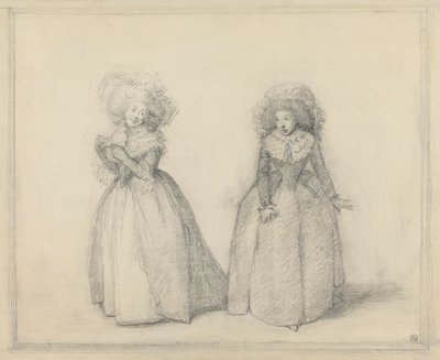 Dos damas conversando, presumiblemente una escena de una obra de teatro de George Dance