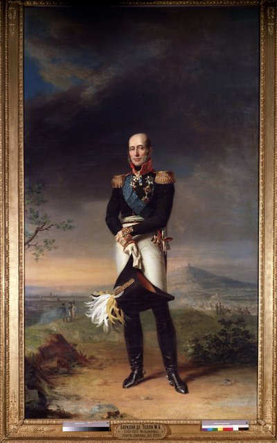 ""Retrato del mariscal Mikhail (Michel) Bogdanovitch Barclay de Tolly (Barclay-de-Tolly) (1761-1818) (Retrato del mariscal de campo Conde Mikhail (Michel) Bogdanovitch (1761-1818) Pintura de George Dawe (1781-1829) 1829 Dimensiones 361x258 cm Museo de l de George Dawe