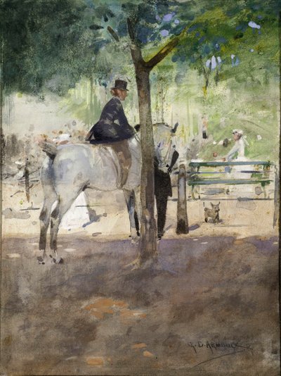 En la fila, c.1890 (acuarela sobre papel) de George Denholm Armour