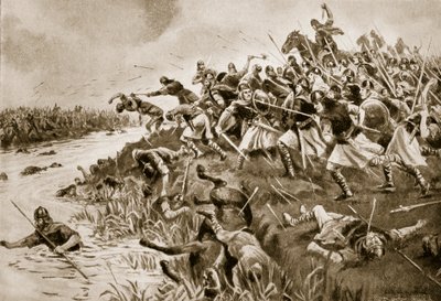 La batalla de Ellandun, 825 d.C., ilustración de 