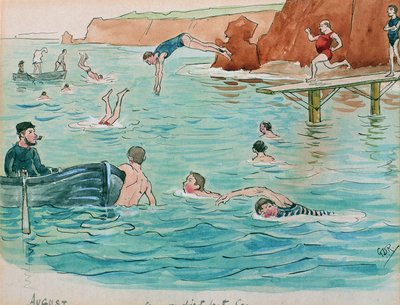 El Mes de Agosto: Natación y Buceo de George Derville Rowlandson