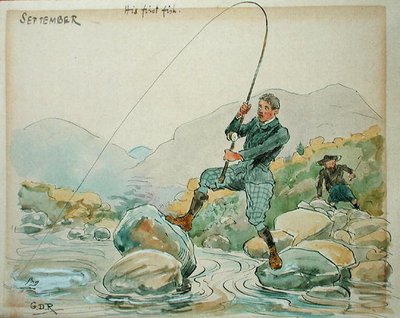 El mes de septiembre: pesca con caña de George Derville Rowlandson
