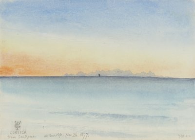 Córcega desde San Remo al amanecer, 7:30 am 26 de noviembre de 1877 de George Douglas Tinling