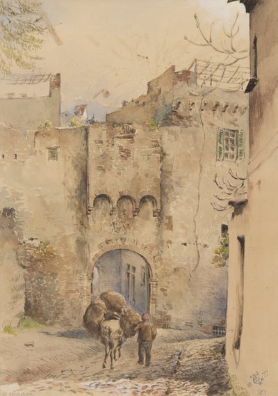 Puerta en la cima del casco antiguo, San Remo, 1877 de George Douglas Tinling