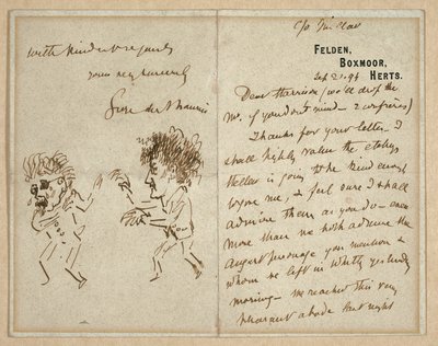 Carta con dibujo de Whistler amenazando a Du Maurier de George du Maurier
