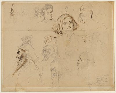 Boceto para algunos personajes de Trilby, incluyendo Trilby y Svengali de George du Maurier