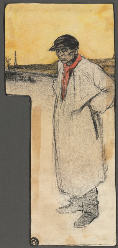 Diseño para una ilustración de libros, figura masculina de pie de George Dupuis