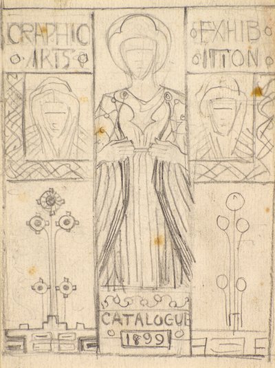 Diseño para la portada del catálogo de la Asociación de Artes Gráficas de Dundee [Lápiz]. de George Dutch Davidson