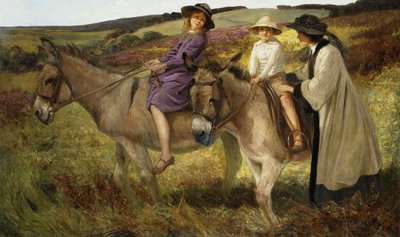 Dos Niños Montando Burros en el Borde de un Páramo de George Edmund Butler