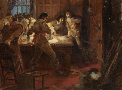Yeamans y Bowcher sorprendidos mientras conspiraban para entregar el Castillo de Bristol al Rey de George Edmund Butler