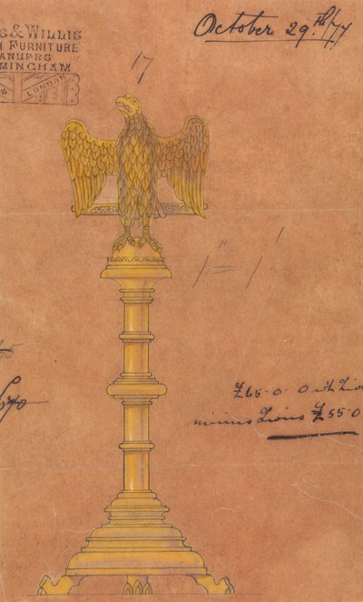 Diseños realizados para Jones y Willis, metalúrgicos y fabricantes de muebles para iglesias de Birmingham y Londres. de George Edmund Street