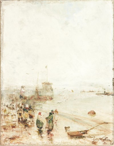 North Shields Fish Quay (óleo sobre lienzo) de George Edward Horton