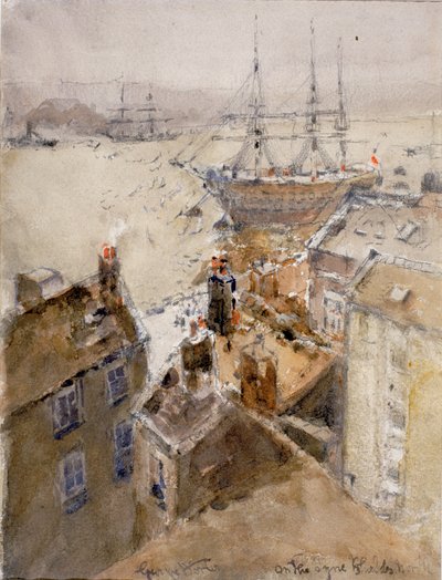 On the Tyne, North Shields (lápiz y acuarela sobre papel (pegado sobre tabla)) de George Edward Horton