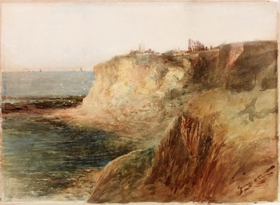 Tynemouth desde la bahía del Rey Eduardo (lápiz y acuarela sobre papel pegado en tabla) de George Edward Horton