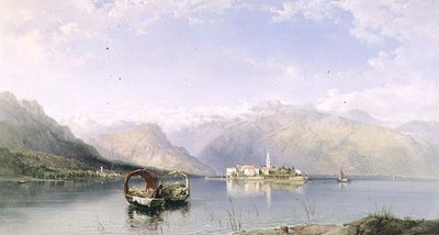 Isola Pescatori desde Isola Bella en el Lago Maggiore de George Edwards Hering