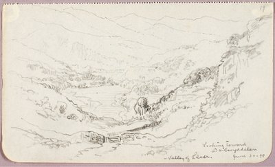 Mirando hacia Dolwyddelan, Valle de Lledr de George Elbert Burr