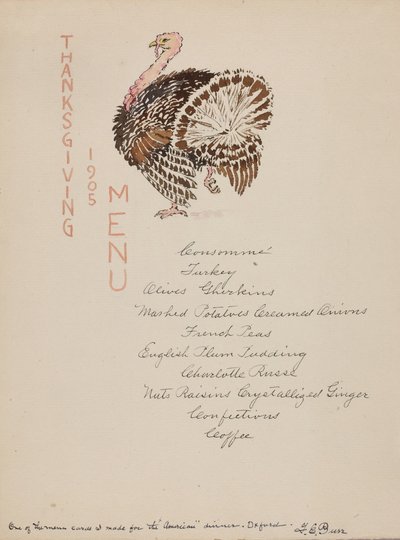 Menú de Acción de Gracias de George Elbert Burr