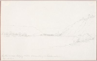 El Rin cerca de Salzig, castillos de Stirrenberg y Liebenstein de George Elbert Burr