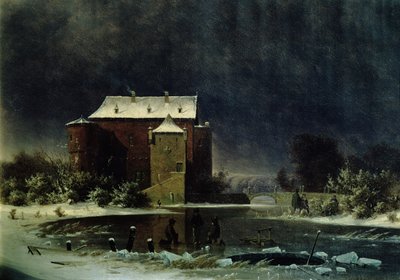 Casa embrujada en la nieve, 1848 de George Emil Libert