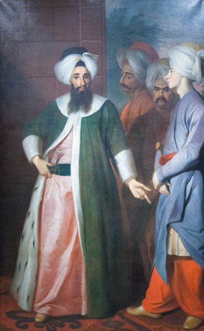 Kozbekci Mustafa Aga y su séquito, c.1727 (óleo sobre lienzo) de George Engelhardt Schroeder