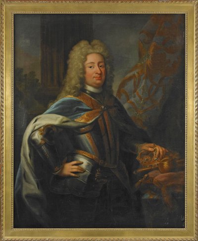 Retrato de Federico I (Frederick I) (1676-1751) Rey de Suecia y Príncipe de Finlandia - Pintura de Georg Engelhard Schroeder (1684-1750), óleo sobre lienzo (143x114,5 cm) de George Engelhardt Schroeder