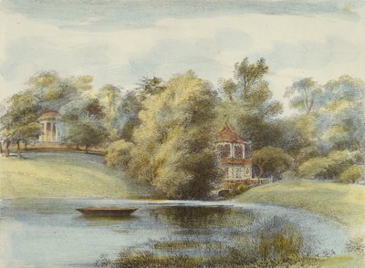 Templo Chino y Templo de Eolo, Jardines de Kew, lámina 16 de Jardines de Kew: Una Serie de Veinticuatro Dibujos en Piedra, grabado por Charles Hullmandel (1789-1850) publicado 1820 de George Ernest after Papendiek