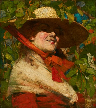 Niña con sombrero de paja de George F. Henry