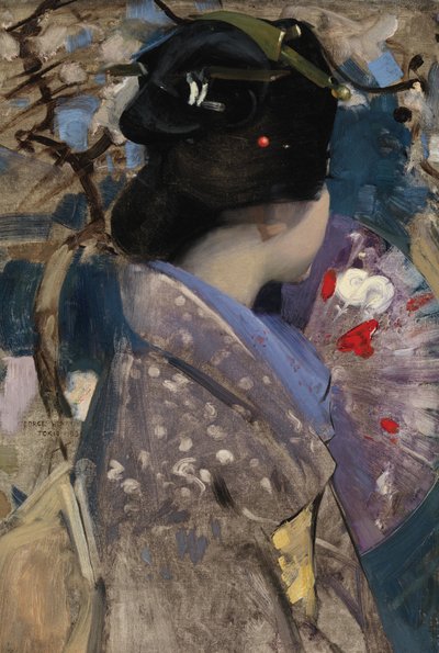 Dama japonesa con abanico de George F. Henry