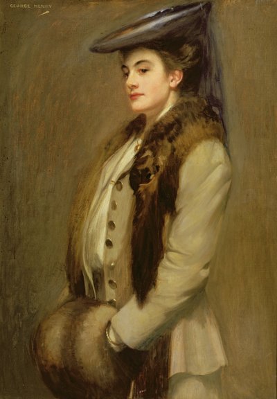 Retrato de una dama con estola y manguito de piel de George F. Henry