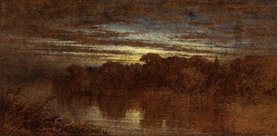 Crepúsculo en el Avon, ruinas del castillo de Kenilworth en la distancia de George F. Teniswood