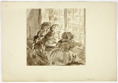 Niños en la ventana de George Fennel Robson