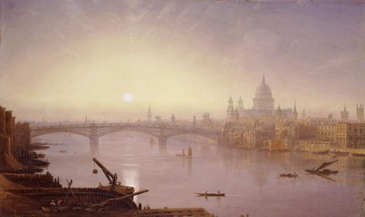 Puente de Southwark y la Catedral de San Pablo desde el Puente de Londres: Atardecer de George Fennel Robson