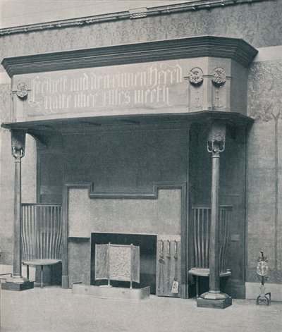 Chimenea diseñada por C. Harrison Townsend con tallado diseñado y ejecutado por George Frampton de Charles Harrison Townsend