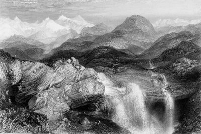 Cascadas cerca de la fuente del Jumna de George Francis White